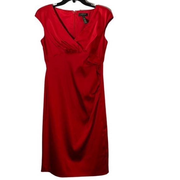 Ralph Lauren Women's
Faux Wrap Ruched
Cocktail Dress Red Size 8 - Picture 5 of 5